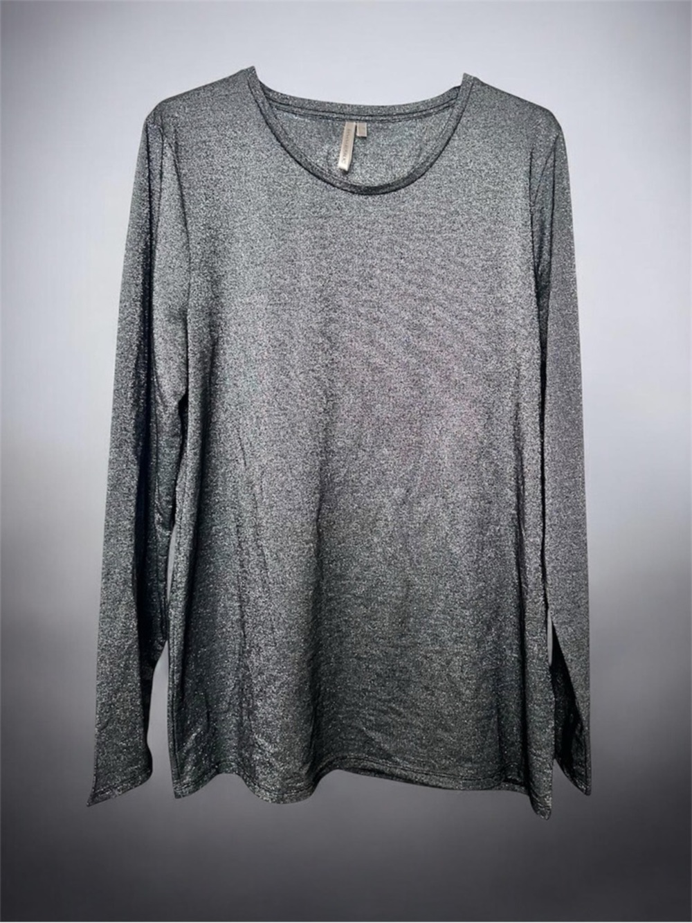 Banana Republic Metallic Silver & Black Long Sleeve Top L